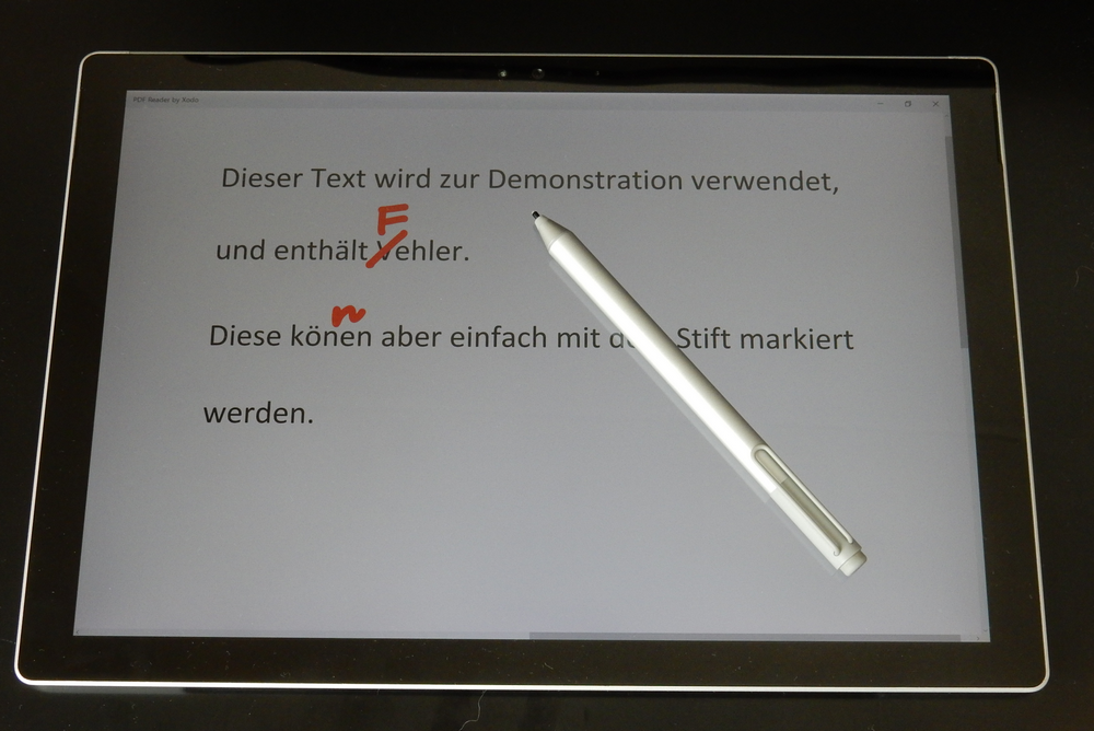 Surface 4 Pro: Texte mit dem Stift korrigieren