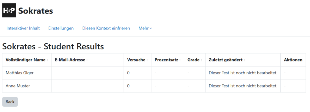 Resultate können mit einem Plugin direkt in der Aktivität angesehen werden.